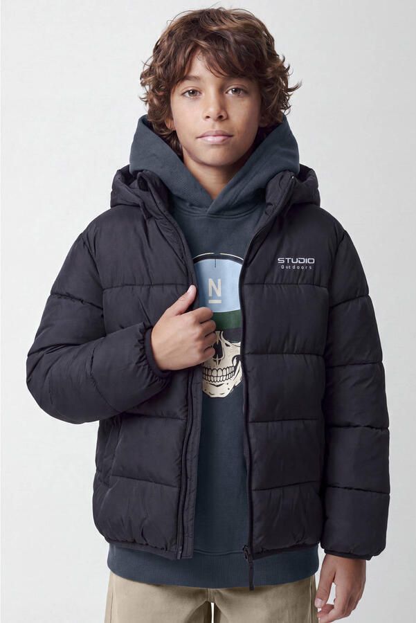 NAME IT KIDS gewatteerde winterjas zwart