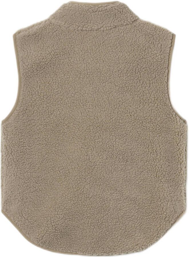Name it KIDS gilet NKMNODERNE zand Beige Jongens Teddy Ronde hals Effen 122 128