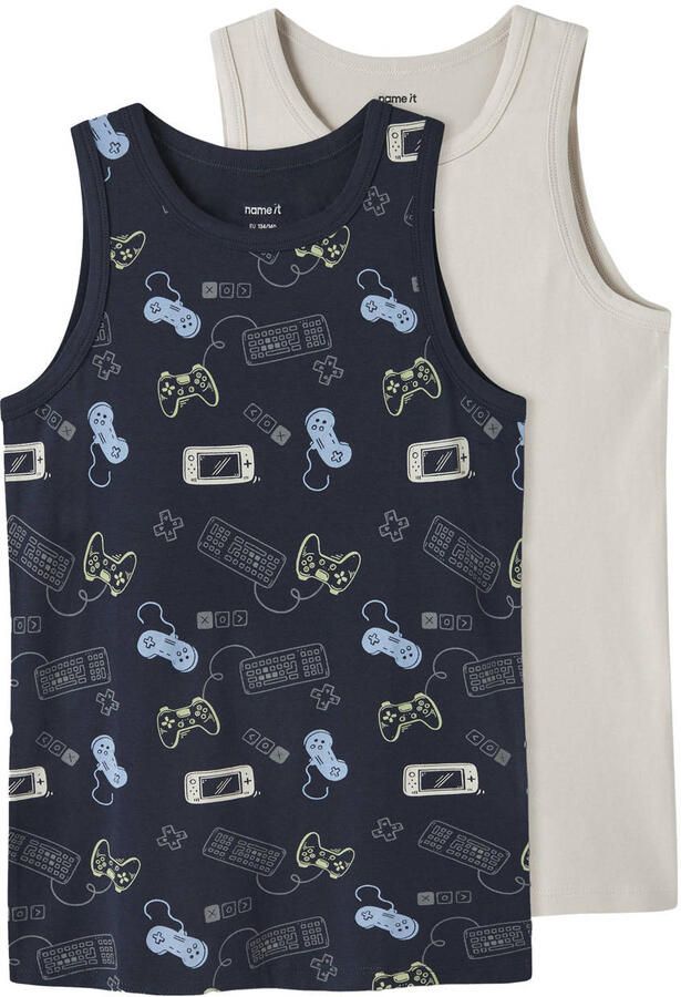 NAME IT KIDS hemd donkerblauw ecru (set van 2) - Foto 2