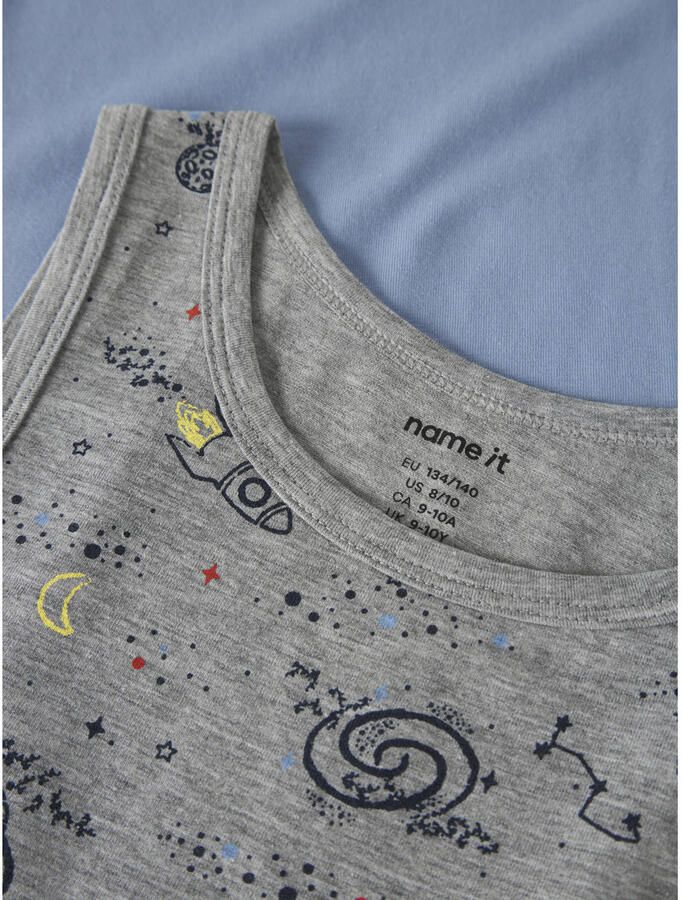 NAME IT KIDS hemd grijs melange lichtblauw (set van 2)