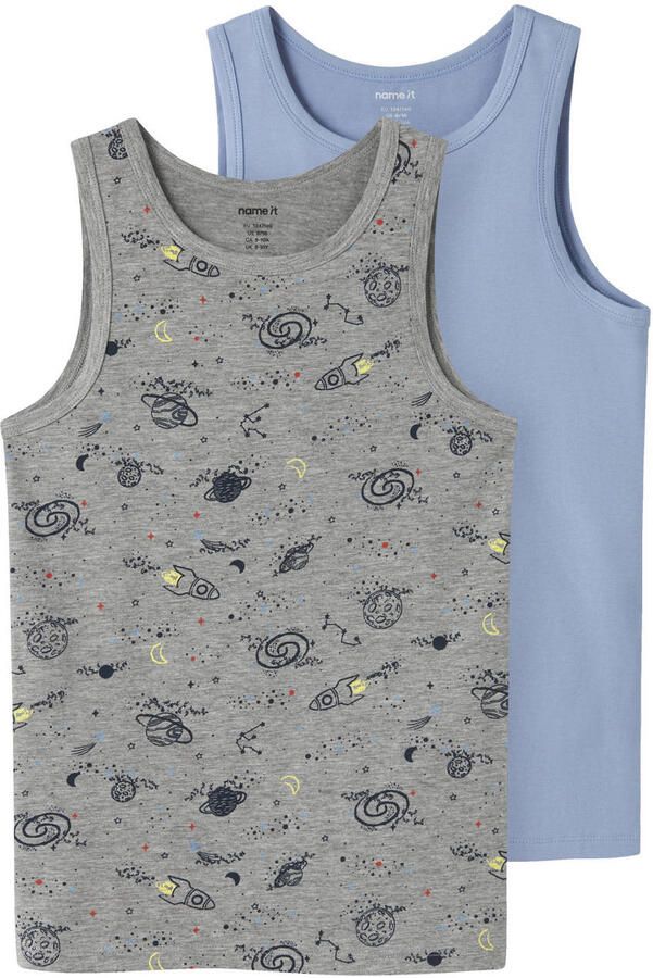 NAME IT KIDS hemd grijs melange lichtblauw (set van 2) - Foto 2