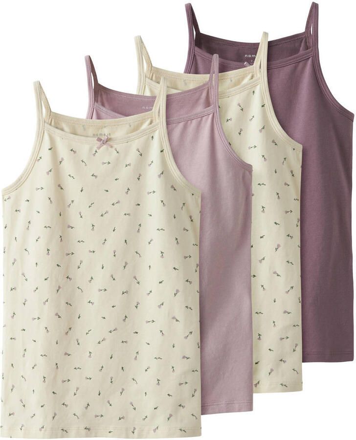 Name It Hemd NKFSTRAP voor meisjes met stretchcomfort in 4-pack bedrukt casual regular fit katoenmix ronde hals (set 4 stuks) - Foto 3