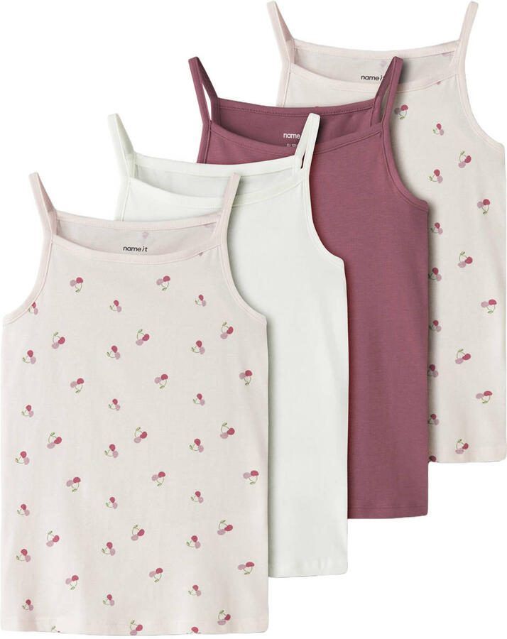 NAME IT KIDS hemd NKFSTRAP s roze wit (set van 4 paar)