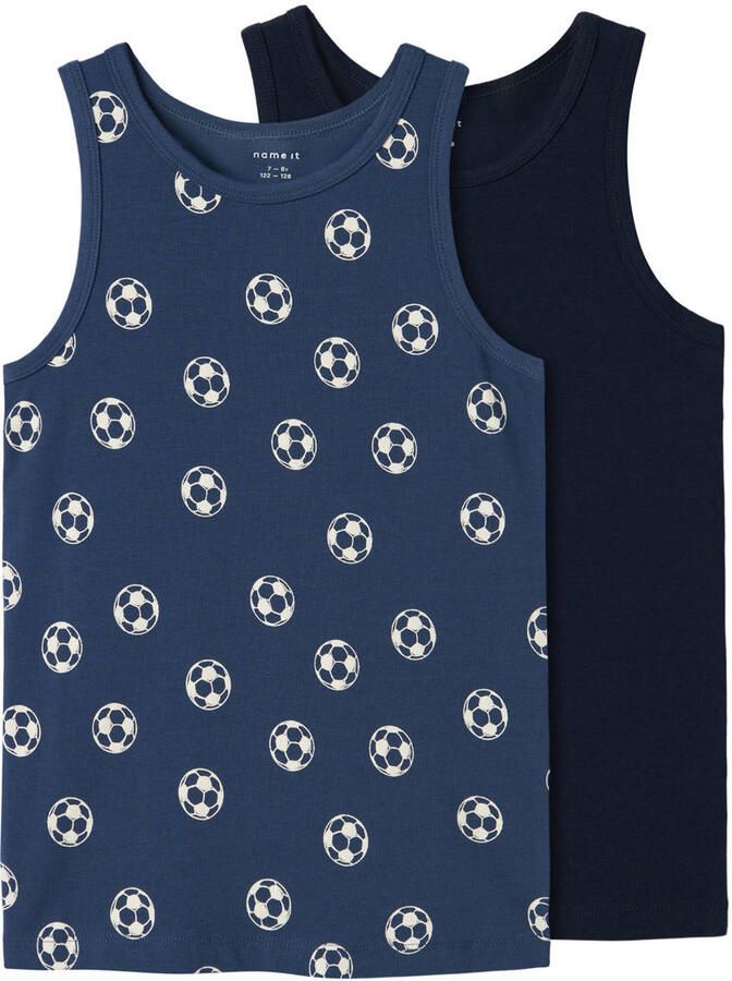 Name it KIDS hemd set van 2 donkerblauw zwart Jongens Stretchkatoen Ronde hals 134 140 - Foto 2