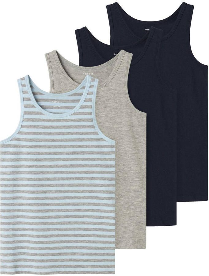 Name It Hemd NKMTANK voor jongens met strepen in 4-pack gestreept casual regular fit katoenmix ronde hals (set 4 stuks) - Foto 2