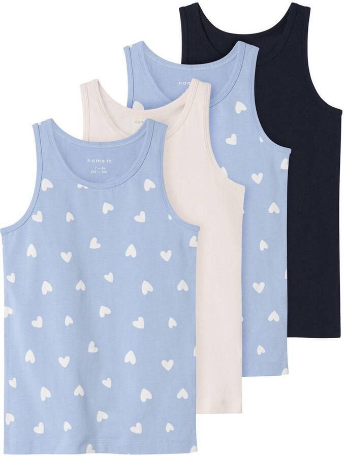 NAME IT KIDS hemd set van 4 zachtblauw donkerblauw roze - Foto 3