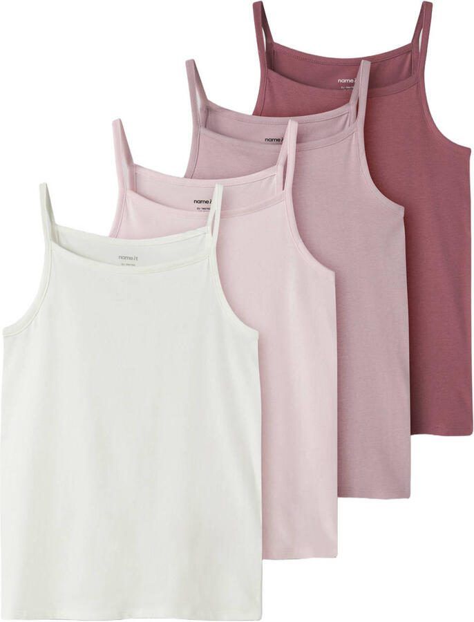 NAME IT KIDS hemd s lila roze wit (set van 4 paar)