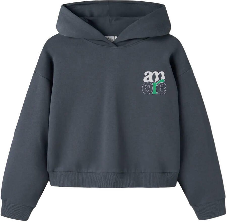 NAME IT KIDS hoodie met backprint donkerblauw