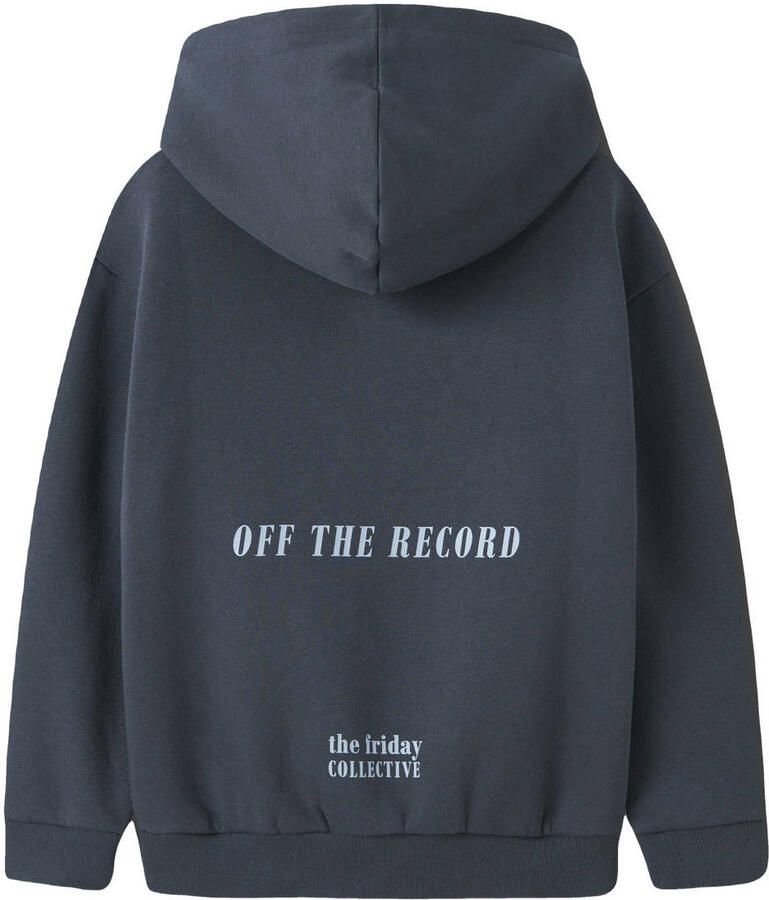 NAME IT KIDS hoodie met backprint grijsblauw