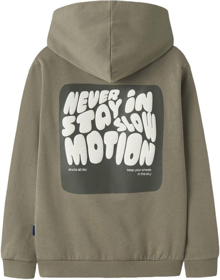 NAME IT KIDS hoodie met backprint groen Trui Jongens Sweat Capuchon Backprint - Foto 2