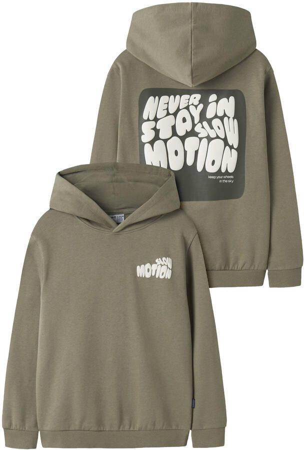 NAME IT KIDS hoodie met backprint groen Trui Jongens Sweat Capuchon Backprint - Foto 3