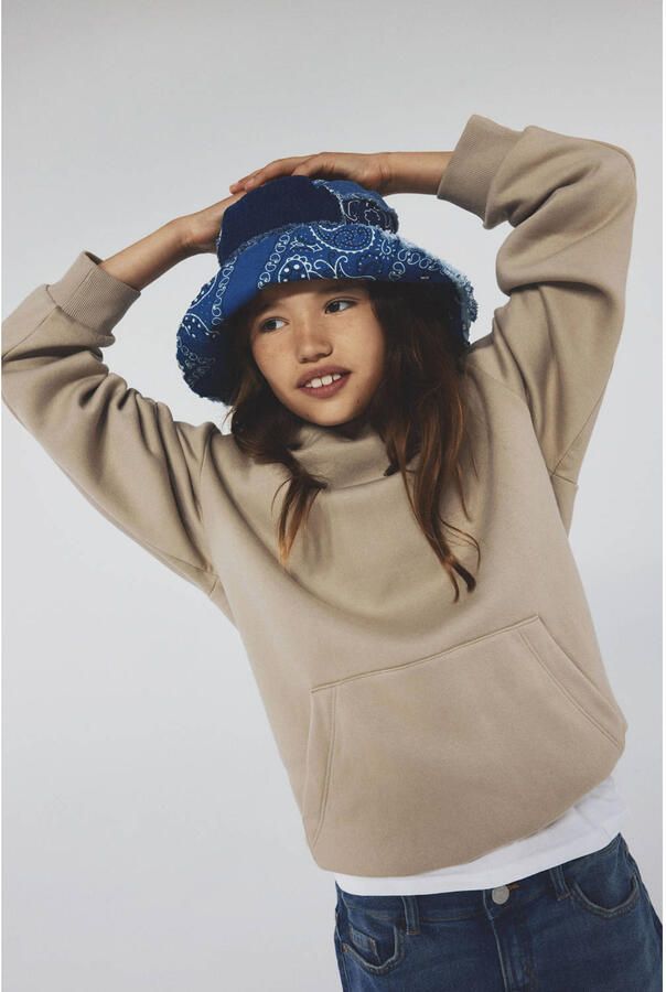 Name it KIDS hoodie met tekst beige Sweater Tekst 134 140