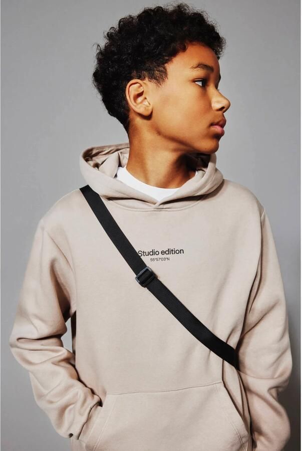 Name it KIDS hoodie met tekst beige Sweater Tekst 134 140 - Foto 3