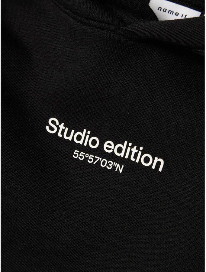 Name it KIDS hoodie met tekst zwart Sweater Tekst 146 152