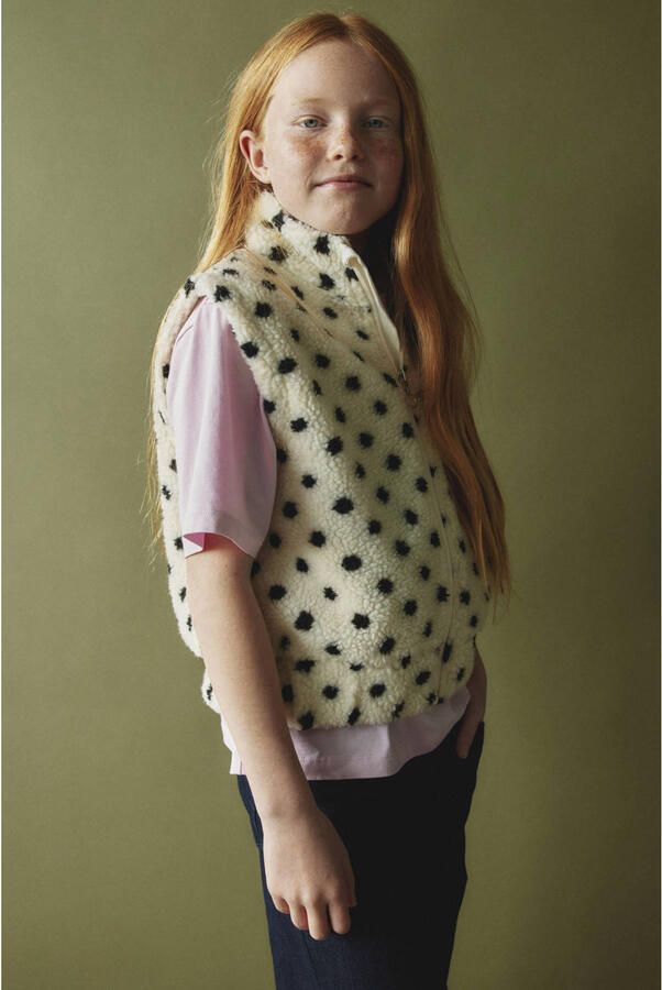 NAME IT KIDS jacquard gilet met stippen beige Meisjes Polyester Opstaande kraag - Foto 2