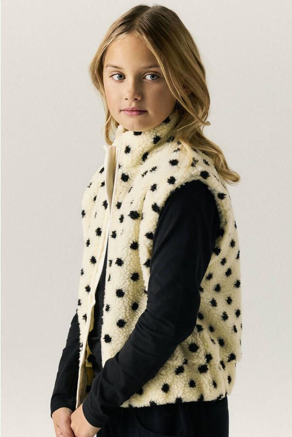NAME IT KIDS jacquard gilet met stippen beige Meisjes Polyester Opstaande kraag - Foto 3