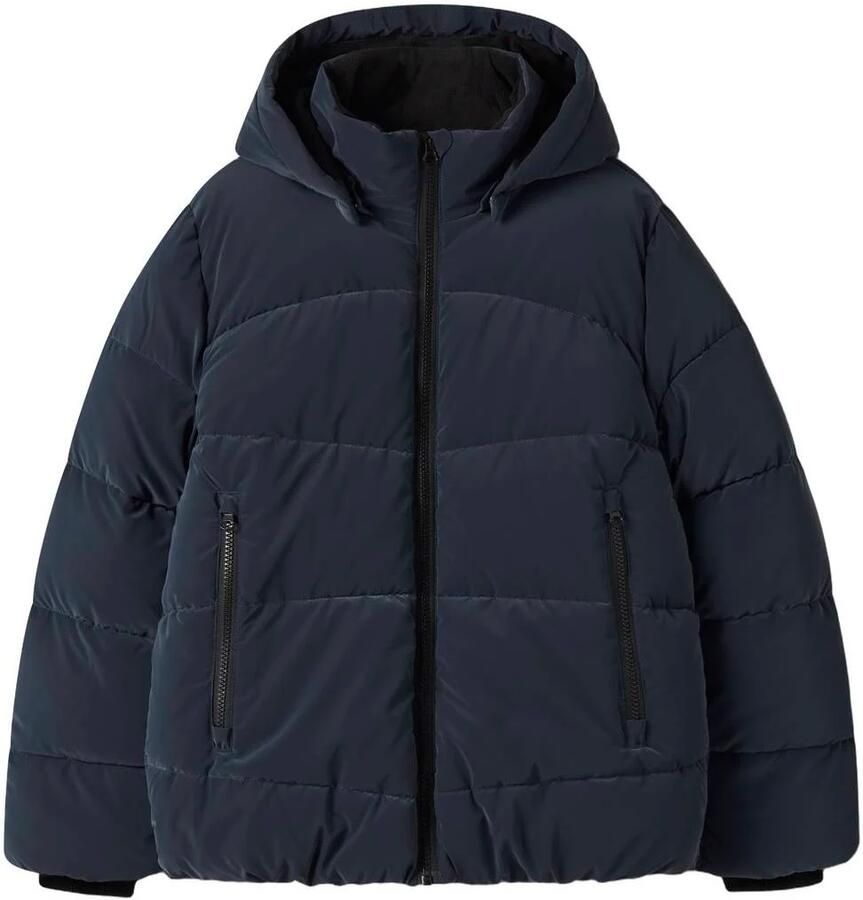 NAME IT KIDS junior pufferjas donkerblauw Jongens Polyester Capuchon