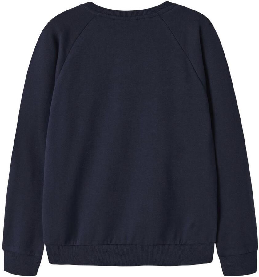 NAME IT KIDS junior rechtvallende sweater met print donkerblauw Printopdruk