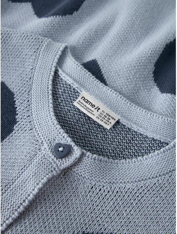 NAME IT KIDS katoenen jacquard gebreide vest met hartjes lichtblauw - Foto 2