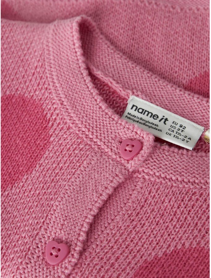 NAME IT KIDS katoenen jacquard vest met hartjes roze - Foto 2