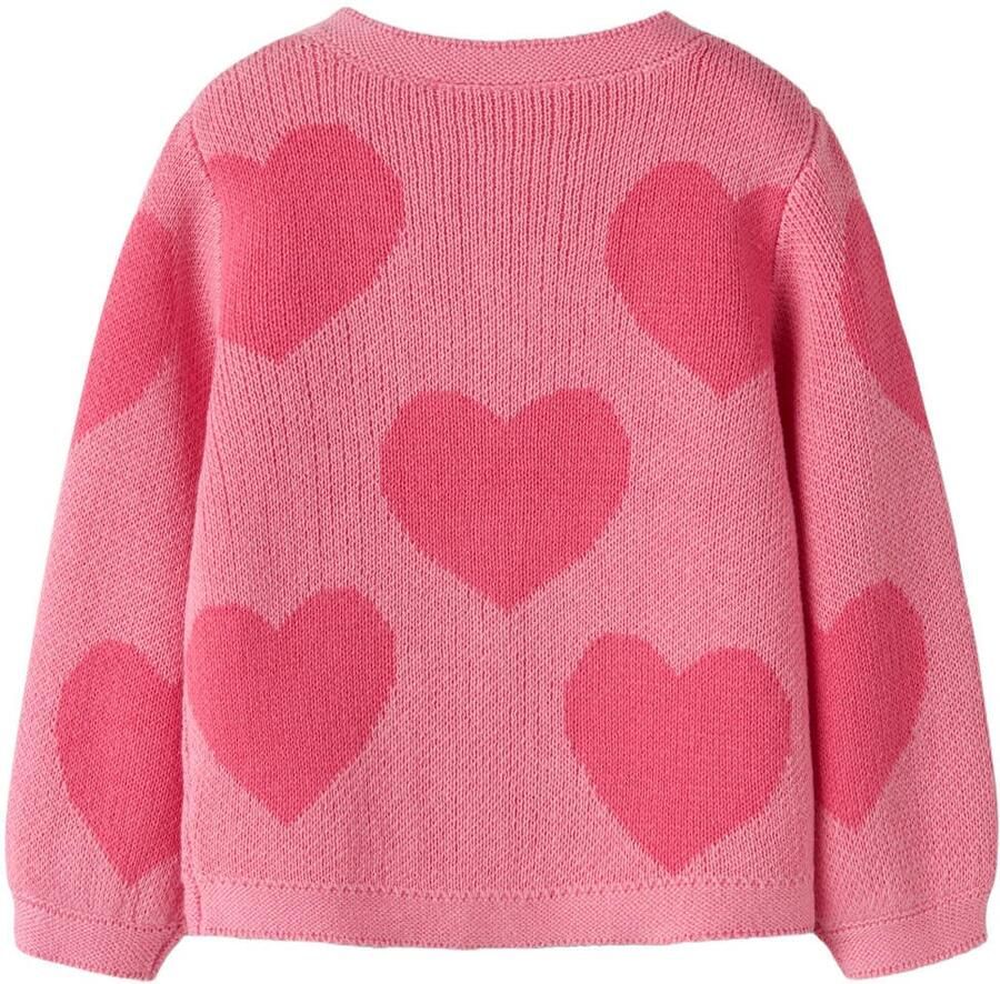NAME IT MINI katoenen jacquard gebreide vest met hartjes roze - Foto 2