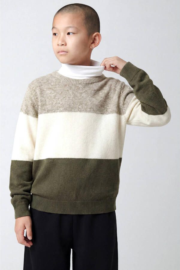 NAME IT KIDS katoenen rechtvallende gebreide trui groen