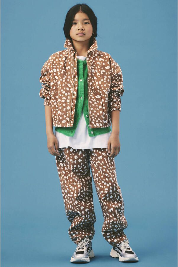 NAME IT KIDS katoenen tussenjas met print bruin