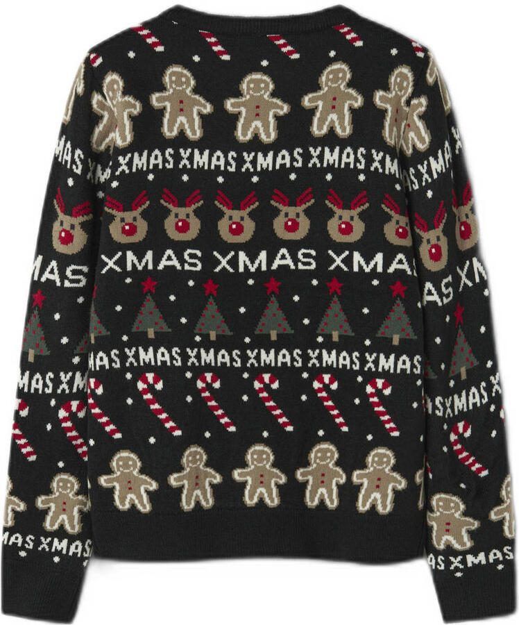 NAME IT KIDS kersttrui met all over print zwart - Foto 2
