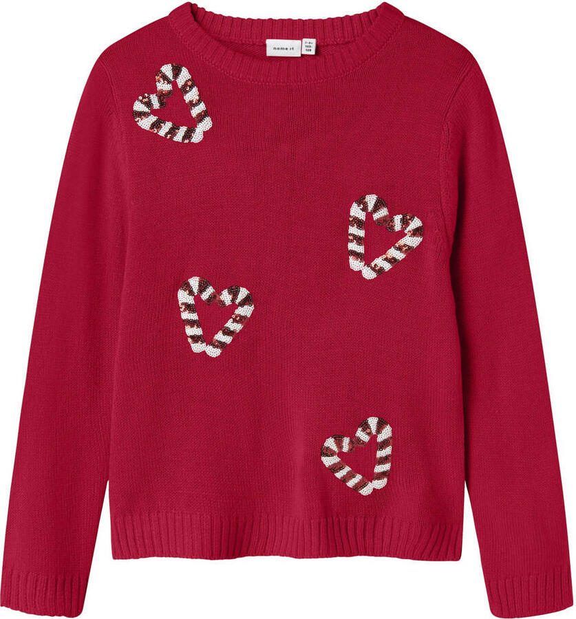 NAME IT KIDS kersttrui rood fijn gebreid