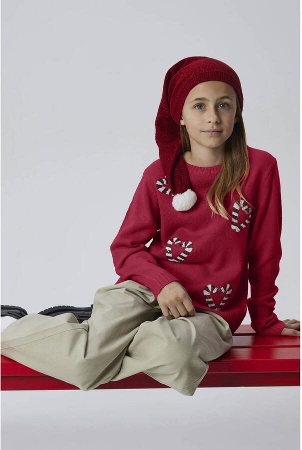 NAME IT KIDS kersttrui rood fijn gebreid - Foto 3