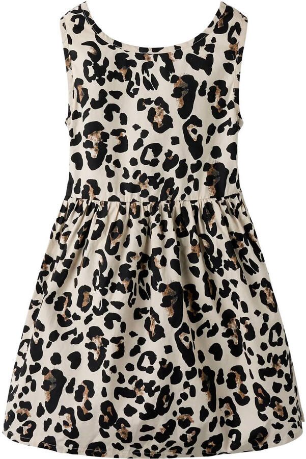 NAME IT KIDS korte jurk met panterprint bruin