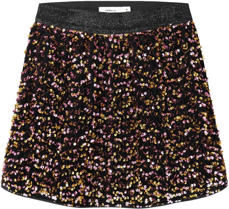 NAME IT KIDS korte rok met pailletten goud roze Meisjes Polyester All over print - Foto 1