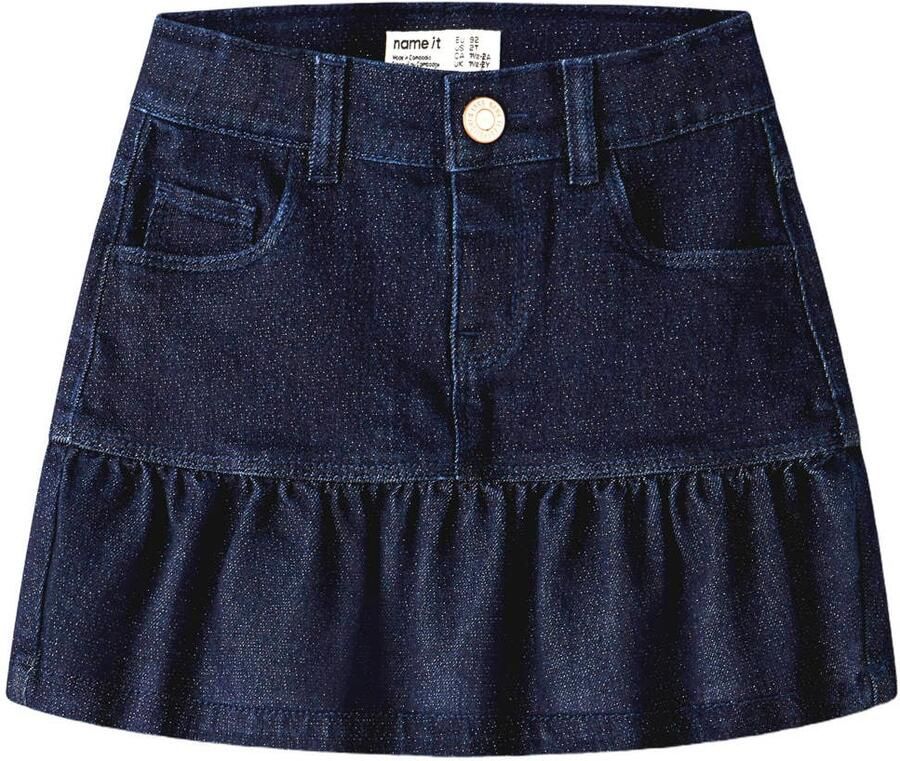 NAME IT KIDS korte spijkerrok met glitters donkerblauw