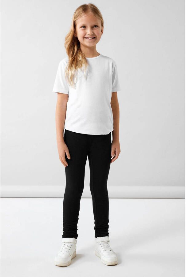 Name it KIDS legging NKFDAVINA met katoen zwart Meisjes Stretchkatoen Effen 122 - Foto 3