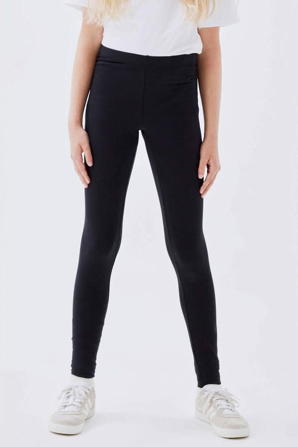 Name it KIDS legging NKFVIVIAN met katoen zwart Meisjes Stretchkatoen Effen 122