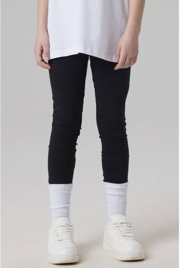 Name it KIDS legging NKFVIVIAN met katoen zwart Meisjes Stretchkatoen Effen 122 - Foto 2