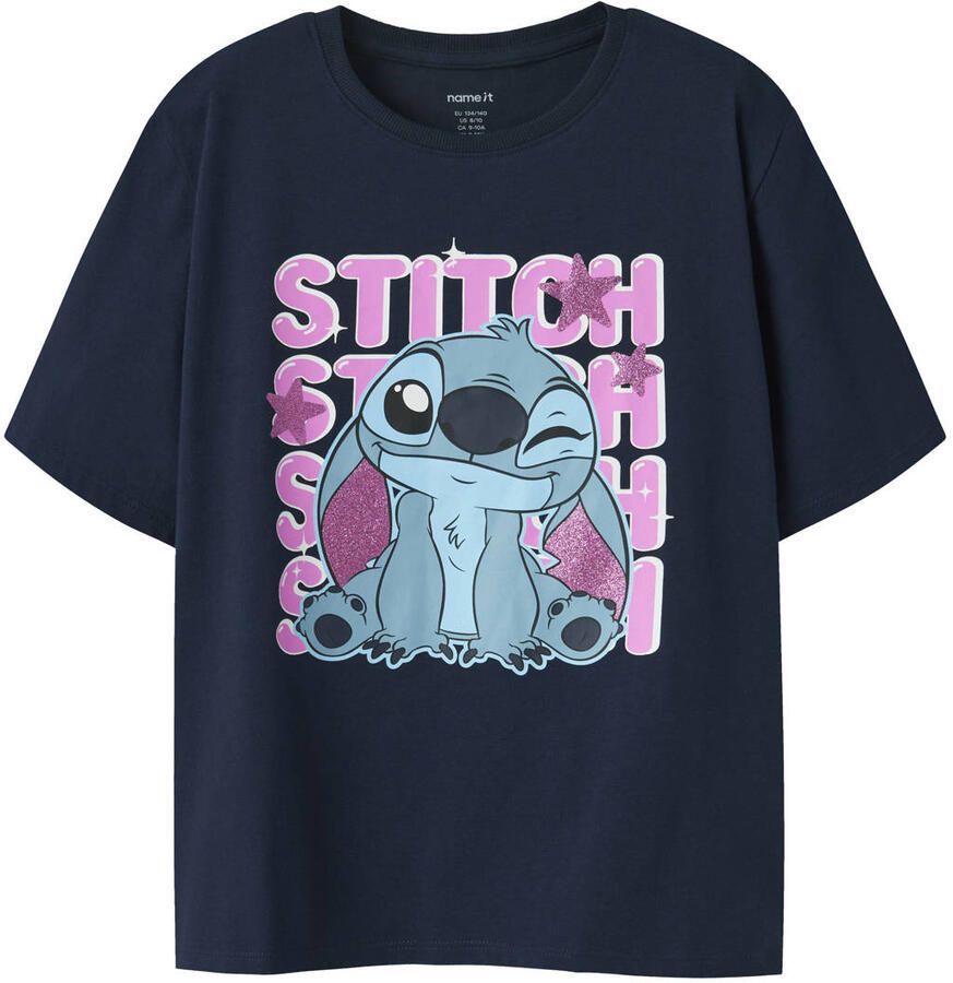 NAME IT KIDS Lilo & Stitch regular fit T-shirt met print donkerblauw