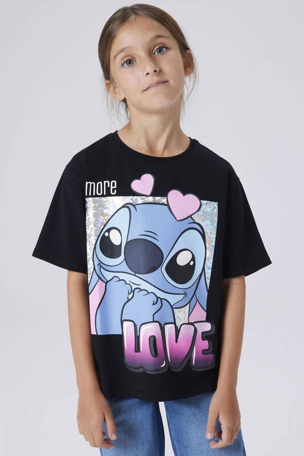 NAME IT KIDS Lilo & Stitch T-shirt zwart