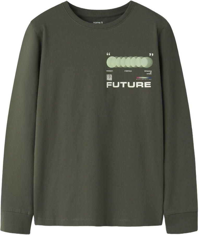 NAME IT KIDS longsleeve met backprint donkergroen - Foto 2