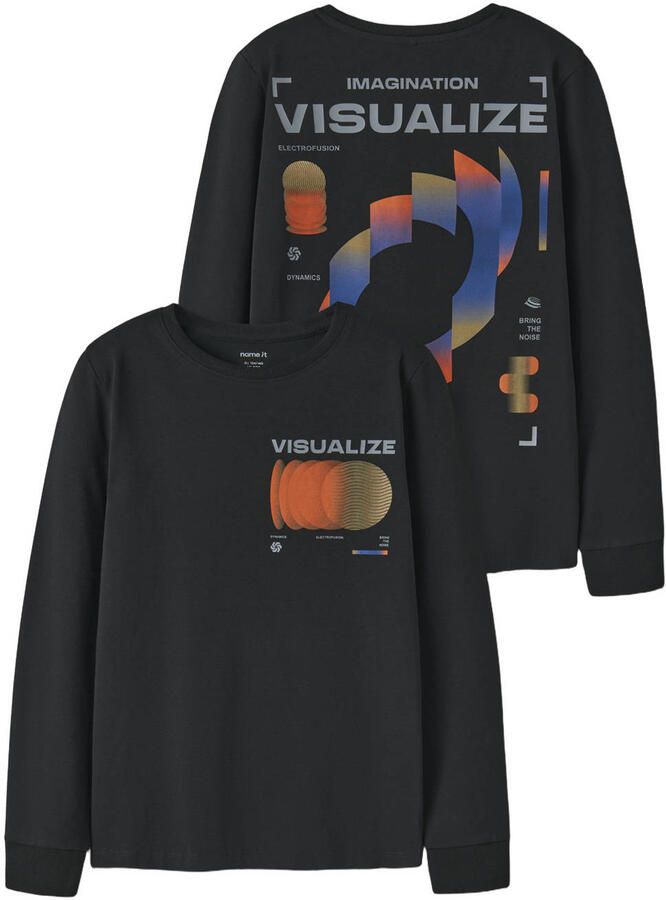 NAME IT KIDS longsleeve met backprint zwart