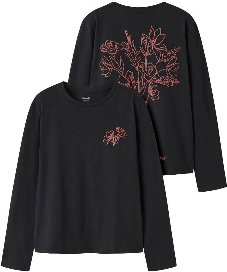 NAME IT KIDS longsleeve met backprint zwart