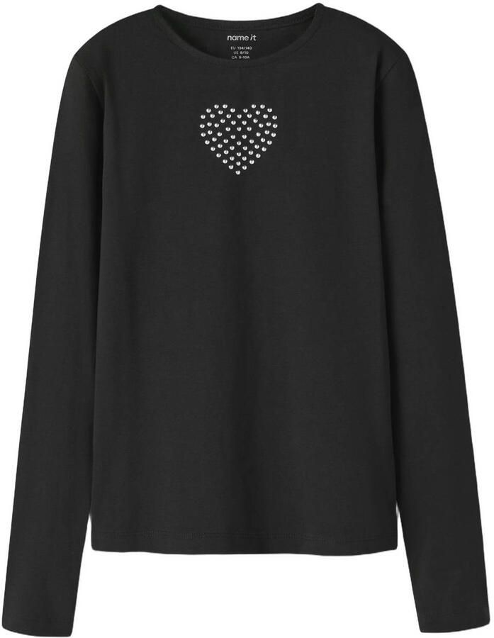 NAME IT KIDS longsleeve met hartjes zwart