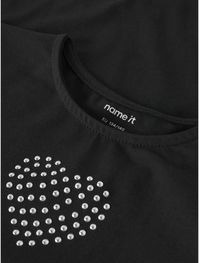 NAME IT KIDS longsleeve met hartjes zwart Meisjes Katoen Ronde hals Hartjes - Foto 2