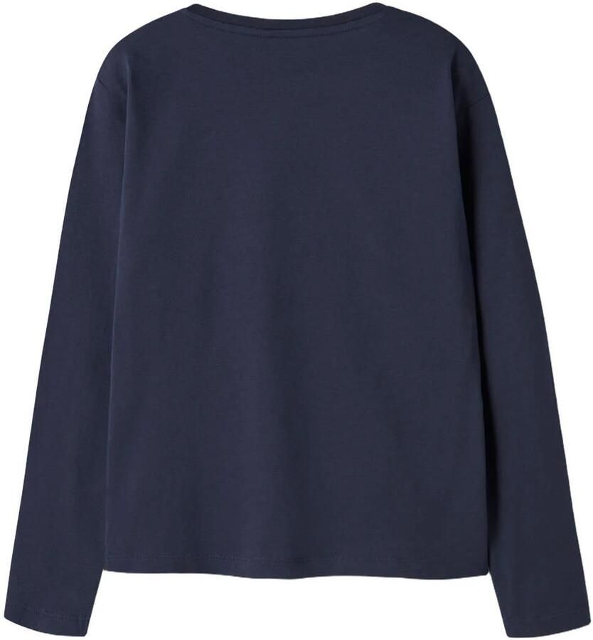 NAME IT KIDS longsleeve met print donkerblauw Meisjes Katoen Ronde hals