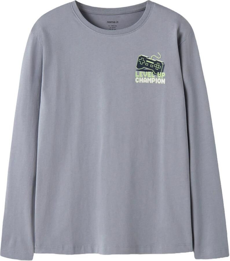 NAME IT KIDS longsleeve met print lichtblauw Jongens Katoen Ronde hals