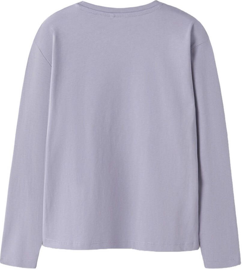 NAME IT KIDS longsleeve met print lila Paars Meisjes Katoen Ronde hals