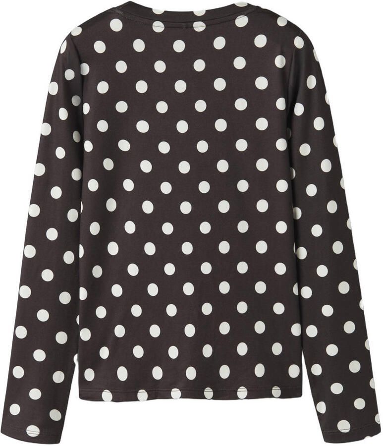 NAME IT KIDS longsleeve met stippen donkerbruin