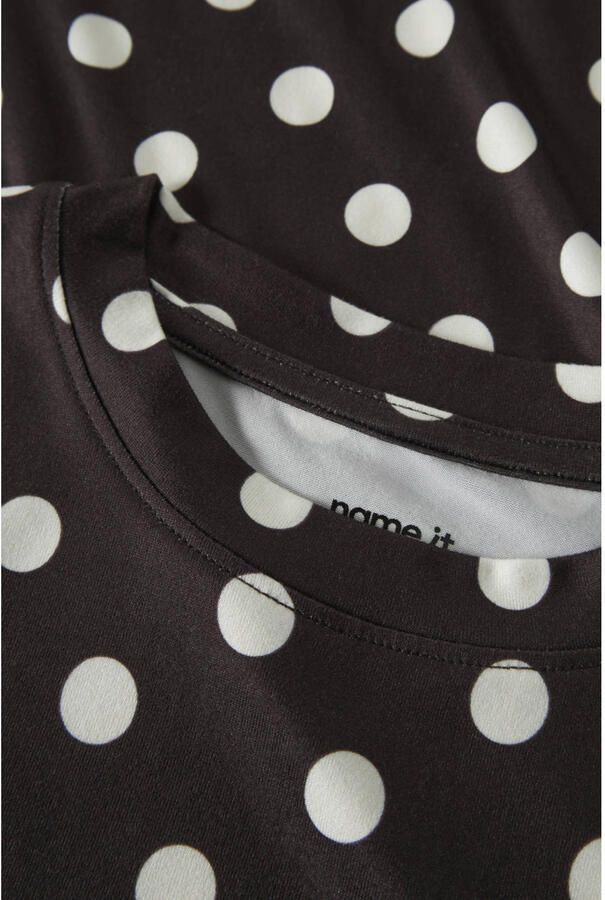 NAME IT KIDS longsleeve met stippen donkerbruin - Foto 2