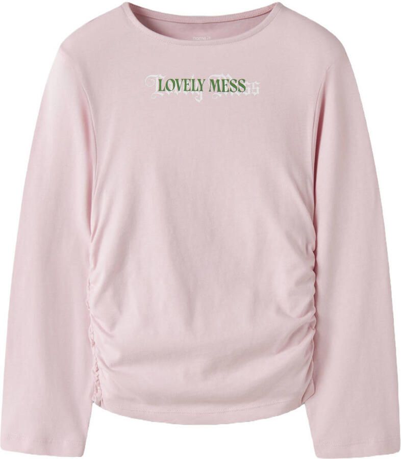 NAME IT KIDS longsleeve met tekst lichtroze