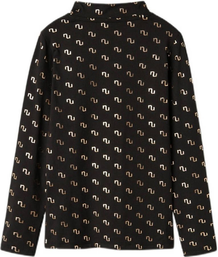 Name it KIDS longsleeve NKFNIKANEL met all over print zwart goud Meisjes Polyester Opstaande kraag 134 140 - Foto 2